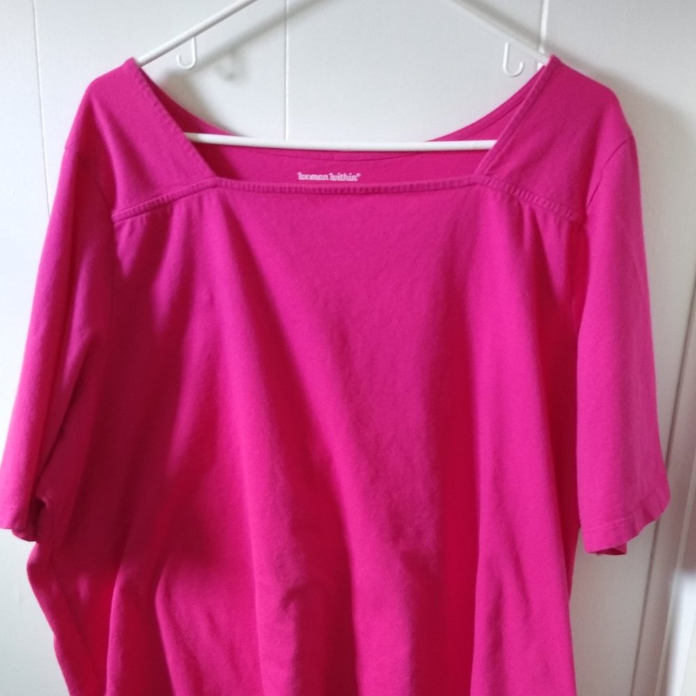 Woman Within 26/28 Hot Pink Tee Shirt